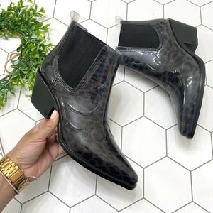 Sam Edelman Winona Western Ankle Rain Boot Size 8 Animal Print Rodeo